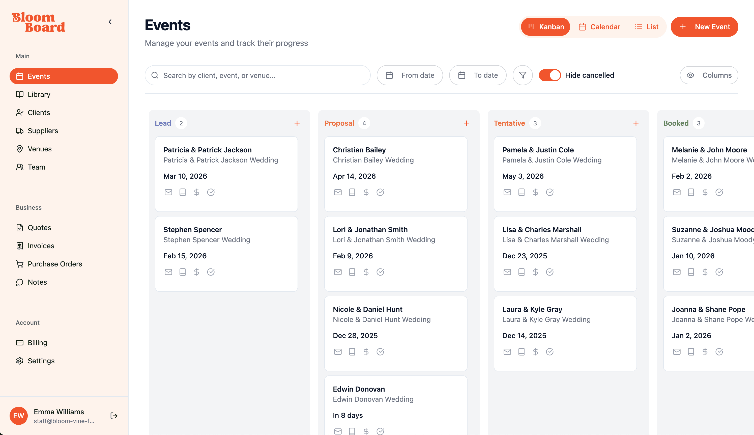BloomBoard Events Dashboard